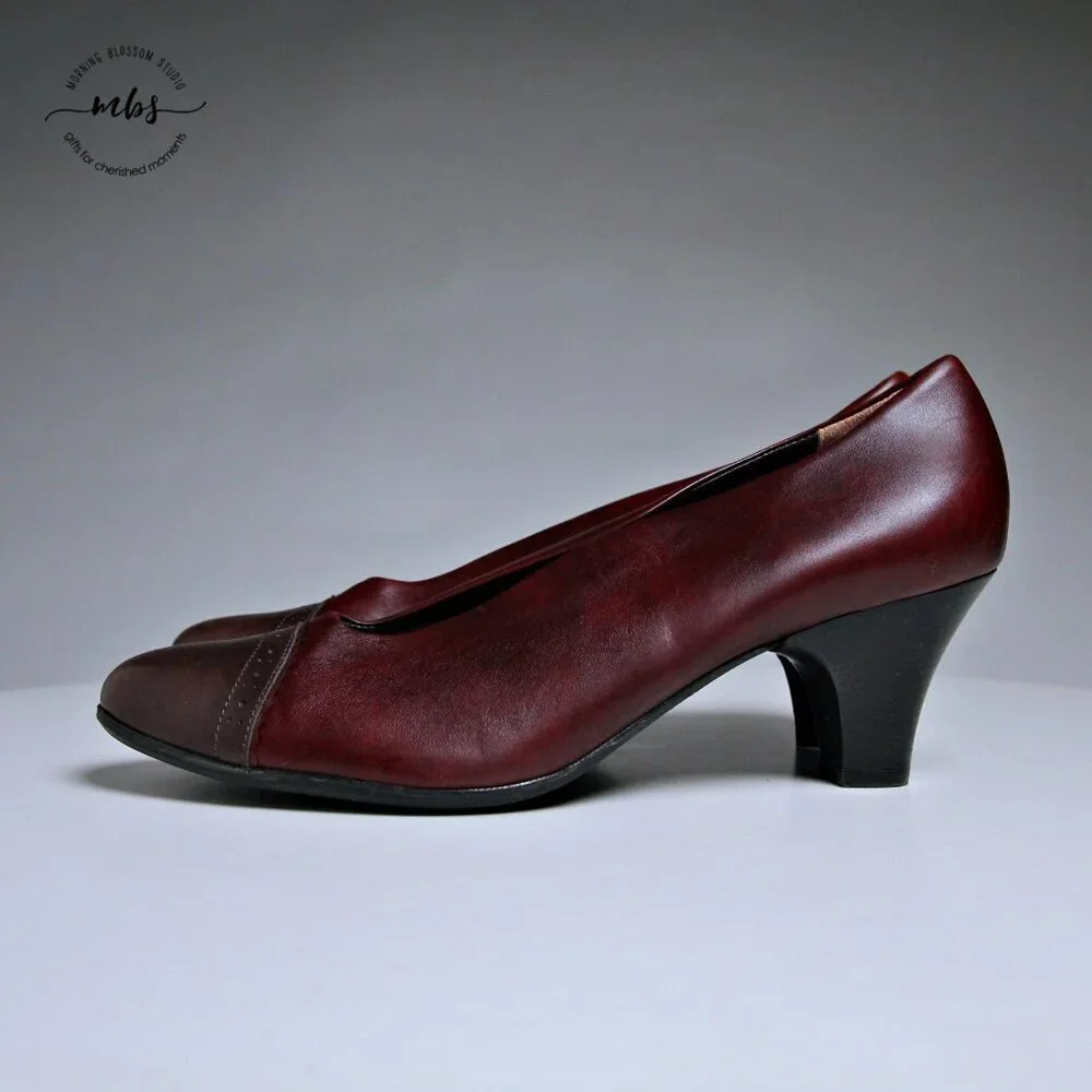 EUC BeautiFeel Calla Cap Toe Pumps‎ in Burgundy Women Size EU 42